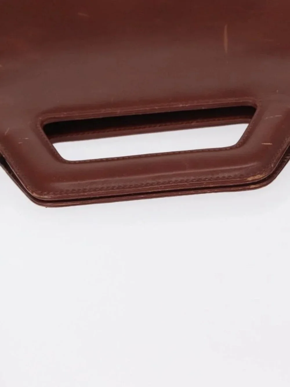 Salvatore Ferragamo Gancini Shoulder Bag Leather Brown Gold Auth 159579